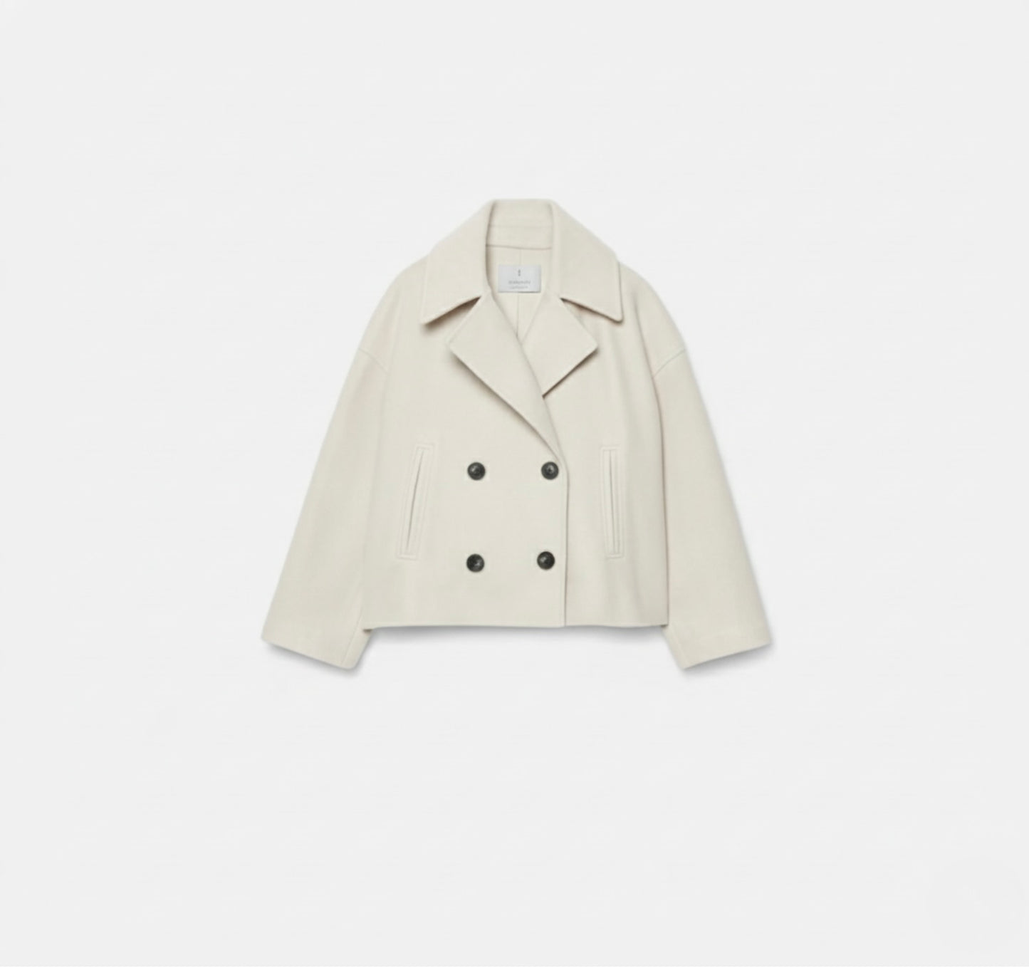 Lapel double-breasted woolen coat