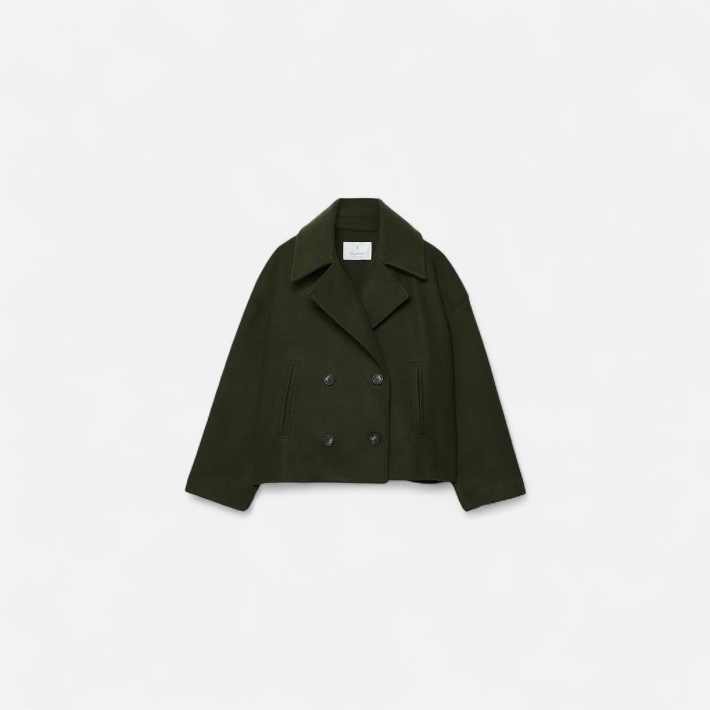 Lapel double-breasted woolen coat